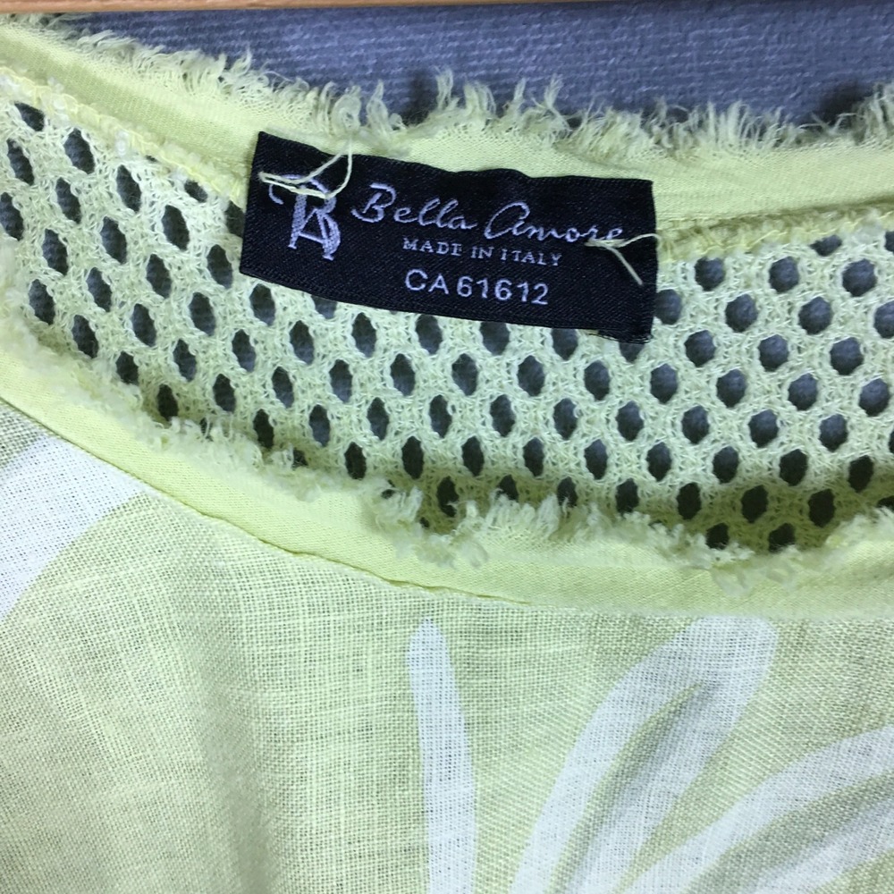 Bella Amore Italy Yellow Green Abstract Top One Size Mesh Oversized Blouse Boxy - Picture 2 of 16